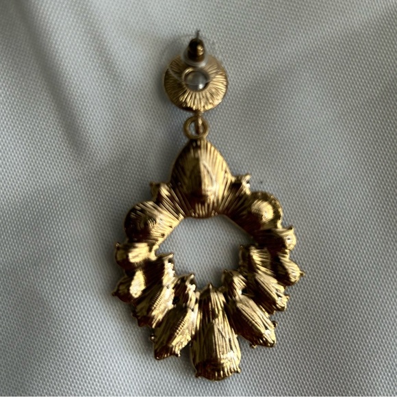 Green Crystal Embellished Drop Earrings - Picture 3 of 3